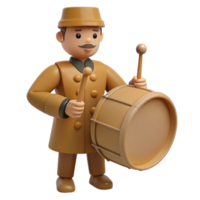 3D Cartoon Man Playing Drum png
