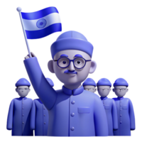 3D Cartoon Character Holding Flag png