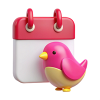 Cute Bird with Blank Calendar Mark Your Dates png