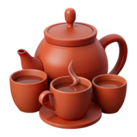 Clay Teapot and Cups png