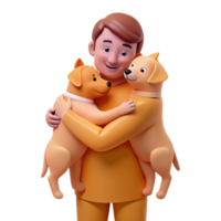 Man Hugging Two Dogs png
