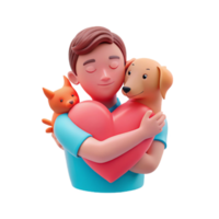 Man Hugging Heart with Pets png