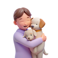 Man Hugging Two Dogs png