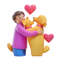 Man Hugging Two Dogs png