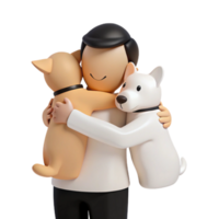 Man Hugging Two Dogs png