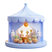 3D Render of a Tent with Plants png