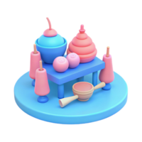 3D Render of Colorful Tabletop Items png