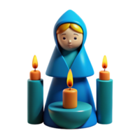 3D Rendered Religious Figure with Candles png
