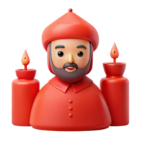 Red 3D Character with Candles png