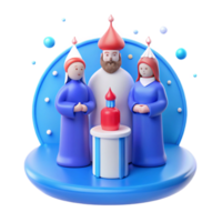 3D Characters with Red Candle png