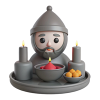 3D Render of a Person with Candles png