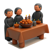 3D Characters Gather Around Table png