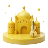 Golden Building Violin 3D Render png