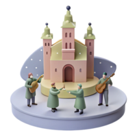 3D Render of Castle with Musicians png