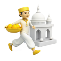 Man Running with Fruit to Building png