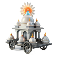 Ornate Carved Structure with Wheels png