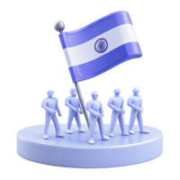 3D Illustration of Figures with a Flag png