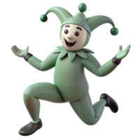 Green Jester 3D Render png