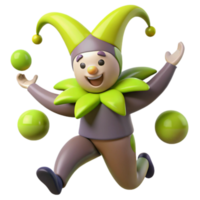 Juggling Clown 3D Render png