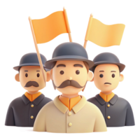 3D Cartoon Characters with Flags png