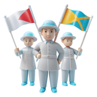 3D Cartoon Characters Holding Flags png
