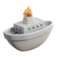 White Boat with Flame png