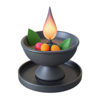 Lit Candle with Fruit and Leaves png