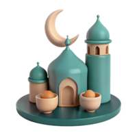 Crescent Moon Mosque 3D Render png