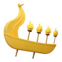 Golden Boat with Flaming Torches png