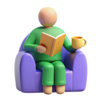Relaxing with a Book and Coffee png