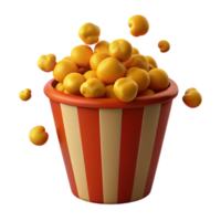 Pipoca balde 3d render png