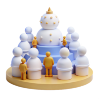 3D Rendered Snowman with Figures png