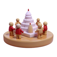 3D Render of People Around a Tower png