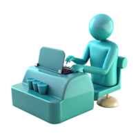 Efficient 3D Character Using a Vintage Typewriter png