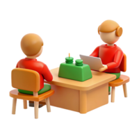 3D Render of Two People at a Table png