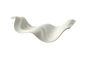 Abstract white fabric floating in mid-air, showcasing smooth, wavy texture and dynamic movement against a transparent background. png