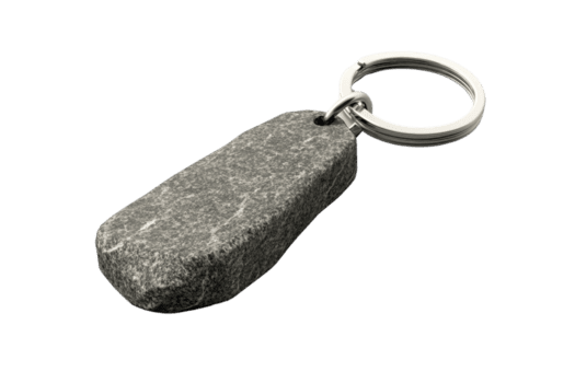 un' avvicinamento Immagine di un' pietra portachiavi con un' semplice metallo squillo, in mostra suo unico struttura e minimalista design contro un' trasparente sfondo. png