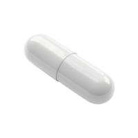 Close-up image of a single white capsule pill on a plain background, ideal for pharmaceutical and health-related themes. png