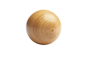 A smooth, spherical wooden ball with a natural grain pattern, isolated on a transparent background. showcasing craftsmanship and simplicity. png