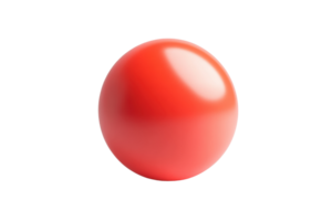 A vibrant red sphere isolated on a transparent background. showcasing its glossy reflective surface. Perfect for graphic design and minimalistic art. png