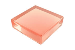 A transparent, glossy, pinkish-red square-shaped block with a clean surface, suitable for design, decoration, or user interface elements. png