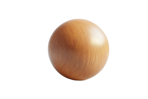 3D rendered image of a wooden sphere with a smooth texture, isolated on a transparent background. perfect for design and graphic projects. png