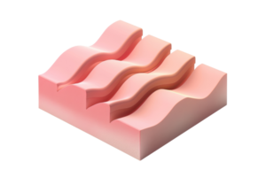 Abstract pink 3D geometric structure with wavy surface texture. Modern art, creative design, unique shape, and smooth lines. png