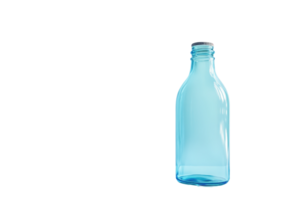 Empty blue glass bottle isolated on transparent background. Minimalistic clean design perfect for product display or packaging concept. png
