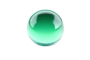 Close-up of a green crystal ball with a gradient hue, isolated on a transparent background. representing clarity and mysticism. png