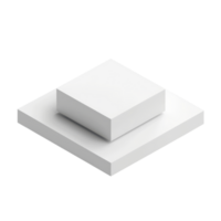 Minimalistic white square 3D geometric shapes displayed on a plain background. Perfect for modern design and abstract concepts. png