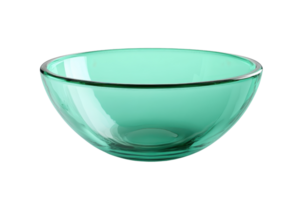 Elegant green glass bowl on a transparent background. Ideal for kitchenware, table setting, or decorative purposes. Perfect blend of simplicity and style. png