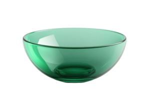 Elegant green glass bowl beautifully crafted, perfect for serving or decoration purposes, adding a touch of sophistication to any table arrangement. png