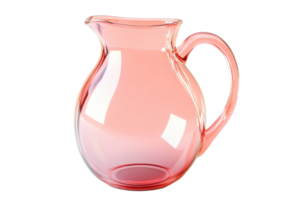 Elegant pink glass pitcher with a handle, perfect for serving beverages or as a decorative centerpiece in any setting. png