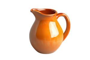 Elegant orange ceramic pitcher with smooth finish and handle, perfect for serving drinks or as a decorative kitchen item. png